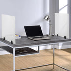 Desk Divider, 24 x 18 inch Acrylic Desk Privacy Panels, Privacy Desk Screen, Frosted Acrylic Partitions with Clamps Acrylic Table Top Sneeze Guard for Offices Schools (2PCS)