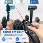 2-in-1 USB Type C Presentation Clicker Wireless Presenter Remote Clicker for PowerPoint Presentations with Laser Pointer, Rechargeable USB C PowerPoint Clicker Slide Advancer for Computer/Mac/Laptop