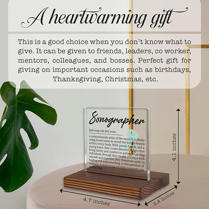 Sonographer Gifts, Thank You Desk Sign for Ultrasound Technicians, Appreciation Plaque for Medical Imaging Staff, Graduation Birthday Office Decor for Sonography Professionals PA023