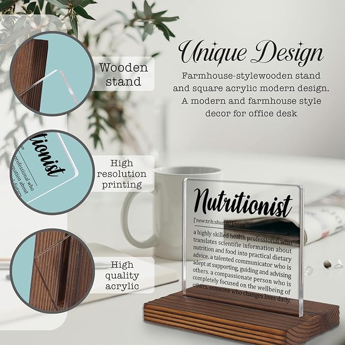 Nutritionist Gift for Women and Men, Thank You Desk Sign for Dietitian or Health Coach, Office Decor for Nutrition Professionals, Holiday or Graduation Appreciation Plaque PA057