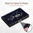 BWEGRHE Slim Credit Card Holder, Dance Skull Skeleton RFID Blocking Metal Wallet for Men & Women, Aluminum Minimalist Hard Case Pocket-Sized Business Cards Organizer (Fits Up to 10 Cards)