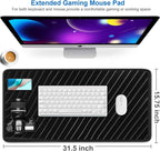 Large Mouse Pad, 31.5x15.7 inch Large Extended Computer Keyboard Mouse Mat, Water Resist Non-Slip Mousepad Rubber Base Long XXL Desk Mouse Pad for Work & Gaming, Office & Home, Grey Lines