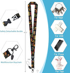 Floral Bookshelf Lanyards for ID Badges, Badge Holder with Lanyard Detachable, Badge Reel Retractable Keychain Clip, Cruise Ship Cards Holder Protector Name Tags, Teacher Nurse Office Women Gifts