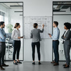 Lined Whiteboard Blank Grid Aluminum Frame Dry Erase Board Reusable Wall Mounted Board for Scheduling, to Do Lists Weekly Planning Home Work(36 x 24 Inch,Whiteboard with Grid)