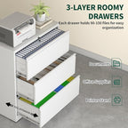 3 Drawer Lateral File Cabinet with Lock, Metal File Cabinets for Home Office, Office Furniture for Organization Hanging Legal/Letter/A4, Metal Filing Cabinet Storage Cabinet, Require Assembly, White