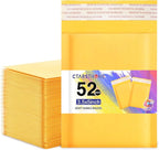 Ctarsthome 52Pack Yellow 3.5x5inch Kraft Bubble Mailers Small Business Mailing Packages Self-Sealing Paper Envelopes, Mailer Shipping Padded Envelopes with Strong Adhesion for Jewelry Makeup Supplies