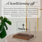 Psalm 91 Desk Sign, Christian Bible Verse Decor with Cross, God Is My Refuge and Fortress Gift for Women Men, Inspirational Faith Plaque for Office, Birthday, Baptism, Retirement, Christmas PA130