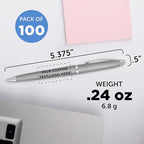 DISCOUNT PROMOS Custom Langham Ballpoint Pens Set of 100, Personalized Bulk Pack - Black Ink, Great for Office, School, Business, Tradeshows - Silver