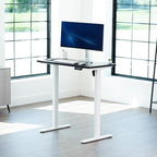 VIVO Electric 43 x 24 in Standing Desk, Memory Height Adjustment, 1B Series, Holds 220 lbs, One-Piece Black Top, White Frame, DESK-KIT-1W4B