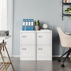 MIIIKO White 2 Drawer File Cabinet, Vertical Filing Cabinet with Lock, Home Office Storage Cabinet for Letter Legal A4 File Size