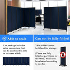 Upgrade Version Room Partition and Divider, Freestanding Rolling Dividers with Wheels,Office Privacy Screen Divider Wall,Classroom Felt Dividers,12'2"L* 6'7"H,6 Panel，Blue