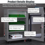 40-Slot Mobile Charging Station & Storage Cart - Secure Charging Locker Cabinet with Built-in Power, Wheels & Lock for Phones Portable Organizer for Classroom, Office, Hotel Use
