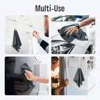 loukin 4 Pack Magnetic Whiteboard Cleaning Cloth, Dry Erase Cleaning Cloth for Classroom, Home and Office Use, Reusable & Washable, Gray, 12" x 12", 1 Bottle of 3.4 fl oz Whiteboard Cleaner Included
