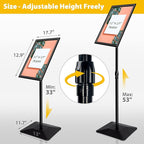 VAIIGO 11"x17" Pedestal Poster Sign Holder Stand with Heavy Duty Solid Steel Base, Adjustable Floor Standing Sign Holder for Vertical and Horizontal View Sign Super Stable Displayed Stands, Black