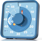 Secura 7.5-Inch Animal Pattern Visual Timer for Kids, 60-Minute Countdown Timer for Classroom or Kitchen, Durable Mechanical Timer Clock with Magnetic Backing (Blue)