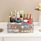 ZHIAI stackable storage drawer, transparent cosmetics storage box, cosmetics and beauty products storage organizer, suitable for makeup room, bathroom, storage room, home