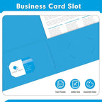 Two Pocket Folders, PANDRI 50 Pack 2 Pocket Folders, Letter Size Paper File Folder for School Office Home Business, LightBlue