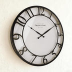 Presentime & Co 21" Farmhouse Series Wall Clock,Vintage Style, Retro Clock, Raised 3D Arabic Numeral, Oil Rubbed Bronze Finish. Wall Décor for Living Room and entryway.