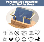 HJX Custom Business Card Holder Desk-Personalized Engraved Wooden Business Card Case Holder, Customized Name Logo Business Card Display Gifts for Men Women (Style2-White)