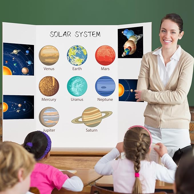 2 Pack 36" x 48" Trifold Poster Board for Presentation, White Corrugated Cardboard Large Tri Fold Poster Board for Science Fair, Office & School Projects, Photo Displays, Exhibitions Event