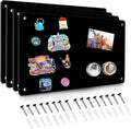 4 Pack Black Magnetic Board,17.5" x 11.4" Magnet Bulletin Board to Display Magnetic Notes, Poetry, Photos, Suitable for Wall, Refrigerator, Cabinet etc, Come with 16 Plastic Anchor Bolts and Screws