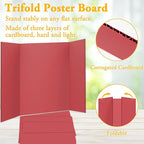 AKONEGE 3PCS Small Trifold Poster Board, 21 x 14 Inches Red Corrugated Cardboards Tri Fold Poster Boards for School Projects, Science Fair, Business Presentations, Exhibitions, Event Display