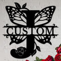 Personalized Custom Letter Name metal Signs,Custom Black Letter Monogram Wall Art Decor,Metal Signs Plaques Outdoor wall Decorative Signage (J)