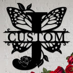 Personalized Custom Letter Name metal Signs,Custom Black Letter Monogram Wall Art Decor,Metal Signs Plaques Outdoor wall Decorative Signage (J)