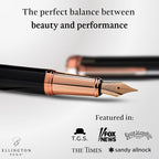 Ellington Pens Luxury Fountain Pen Set - Extra Fine Nib- Includes 3 Ink Cartridges, Refillable Ink Converter, Gift Box- Fountain Pens For Writing, Calligraphy, Journaling, Sketching (Midnight Rose)