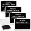 MotiMind 4 Pcs Black Archival Pigment Waterproof Ink Pad for Stamps 3.7 x 2.5 Inch Permanent Waterproof Black Ink Pad for Card Making, Stamping, Scrapbooking Gift