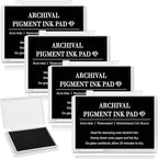 MotiMind 4 Pcs Black Archival Pigment Waterproof Ink Pad for Stamps 3.7 x 2.5 Inch Permanent Waterproof Black Ink Pad for Card Making, Stamping, Scrapbooking Gift