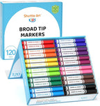Shuttle Art 120 Count Washable Markers, 10 Assorted Colors Broad Line Conical Tip Large Markers Bulk with a Box, Home Classroom School Supplies for Toddlers Kids Adults Students Teachers