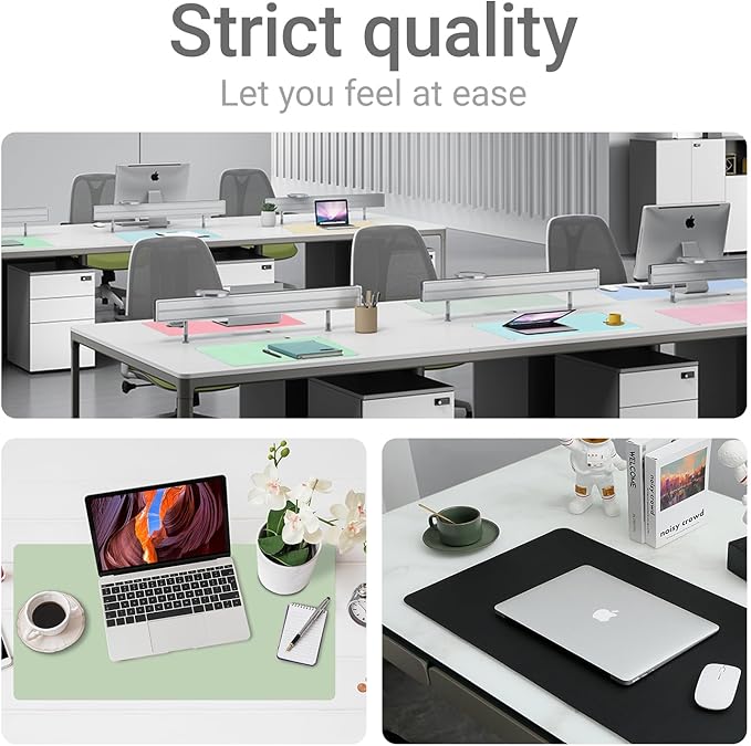 Boutilon Leather Desk Pad Protector,Non-Slip Mouse Pad,Laptop Desk Pad,Office Mouse Mat,Waterproof Leather Desk Blotter,Desk Writing Pad for Office and Home (XL-Light Blue,35.4"x 15.7")
