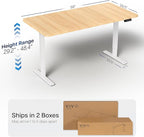 VIVO Electric 60 x 30 in Standing Desk, Memory Height Adjustment, 1B Series, Holds 220 lbs, Light Wood Top White Frame, DESK-KIT-1W6C-30