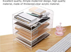 HeZone Acrylic Paper Letter Tray Organizer, 5 Tiers, Transparent, Modern, Rectangular, Stackable, Office