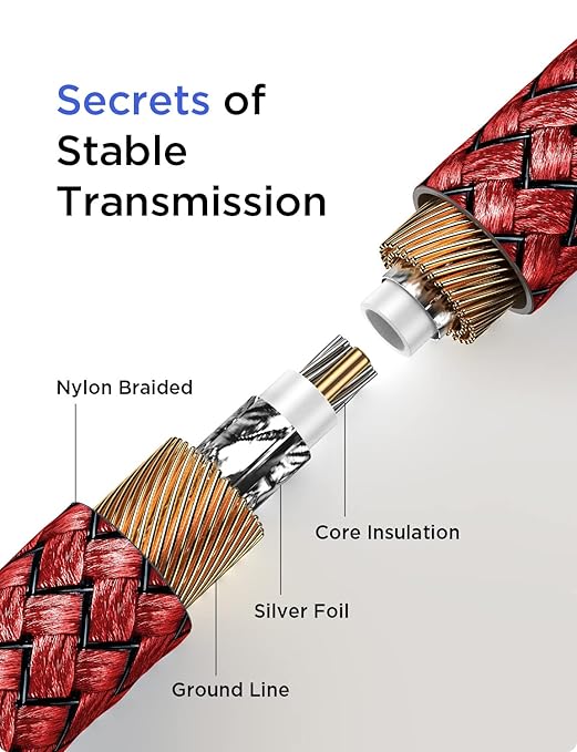 AINOPE 10Gbps Micro B to USB C Hard Drive Cable, [Nylon Braided] USB C to Micro B Cord, USB C to External Hard Drive Cable for Seagate WD Westgate, iPhone 16 Pro MacBook Air M2 Pro, 1.6FT, Red