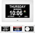 Memwake Digital Alarm Clock, Multiple Alarm Functions, Clock with Date and Day, Digital Alarm and Electronic Calendar for Seniors (White, 7 inch) (7-inch White)