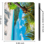 Auhoahsil Mouse Pad, 12 x 10 in Summer Beach Theme Computer Mouse Pad for Desk, Premium-Textured Non-Slip Rubber Stitched Edges Waterproof Square Mouse Mat for Gaming Work Wireless Mice, Blue