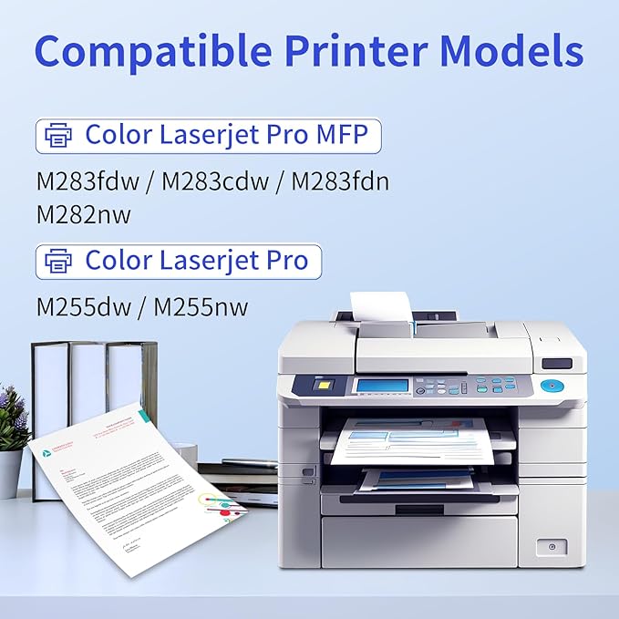 206X Toner Cartridges 4 Pack High Yield (with Chip) Compatible Replacement for HP 206X 206A for Color Laserjet Pro MFP M283fdw M283cdw M283fdn M282nw Pro M255dw M255nw M283 M255 Printer W2110X W2110A