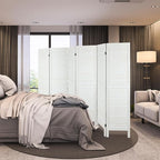 6 Panel Room Dividers and Folding Privacy Screens, Divider for Room Separation, Wood Louvered Divider Wall, Wooden Partition for Home Office Bedroom (White-Washed)