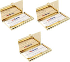 Stephanie Imports Set of 3 Slim & Minimalist Metal Business Card Holder Unisex Case (Plain Gold)