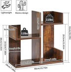 Aibiju Book Display Shelf Small Desk Organizer, Desk Top Storage Organizer, Cookbook Storage Kitchen Counter Shelf, Tabletop Plant Shelf Stand Rustic Brown YD-DSR002H