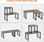 Honiter Desk Shelf for Top of Desk, Wood Desktop Shelf, 2 Tier Adjustable Bookshelf Organizer, Freestanding Stackable Desk Stand Storage Organizers Kitchen Counter Display Rack