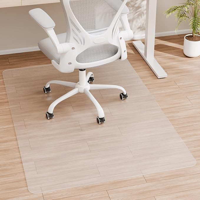 HOMEK Office Chair Mat for Hardwood Floor, 60" x 40" Clear Computer/Desk Chair Mat for Hard Floor, Thicker, Easy Glide, Non-Slip, Protects Hard Surfaces from Scratches, Ideal for Home or Office