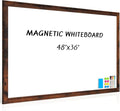 Large White Board for Wall, 48''x36'' Magnetic Dry Erase Board, 4'x3' Decorative Whiteboard with White Vintage Wooden Frame, Hanging Writing Board for Home Office School Classroom