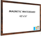 Large White Board for Wall, 48''x36'' Magnetic Dry Erase Board, 4'x3' Decorative Whiteboard with White Vintage Wooden Frame, Hanging Writing Board for Home Office School Classroom