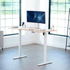 VIVO Electric 63 x 32 in Standing Desk, Memory Height Adjustment, 1B Series, Holds 220 lbs, Light Wood Top White Frame, DESK-KIT-1W1C