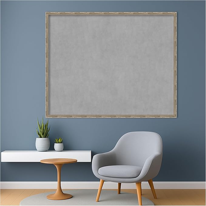 Amanti Art Silver Framed Magnetic Board 34x42 X-Large Vision Board for use with Magnets, 100% Metal Sheet to Display Items as Office Decor or for Home Organization in mudroom, Kitchen or Kids Room