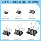 72 PCS Medium Binder Clips – 1.6Inch Heavy Duty Black Metal Paper Clamps, Paper Clips Clamps for Documents Reports, School Teachers Office Supplies