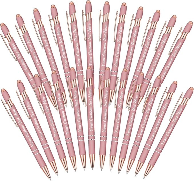 Personalized Ballpoint Pen 24pcs, Custom Pens Free Engraved Bulk with Name Logo, Soft Black Ink Stylus with Touch Metal Office, Gift for Anniversaries, Graduations, Birthdays